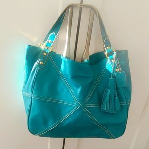 NEW Steven Aqua Turquoise Blue Large Leather Hobo Shoulder Bag Purse St147535